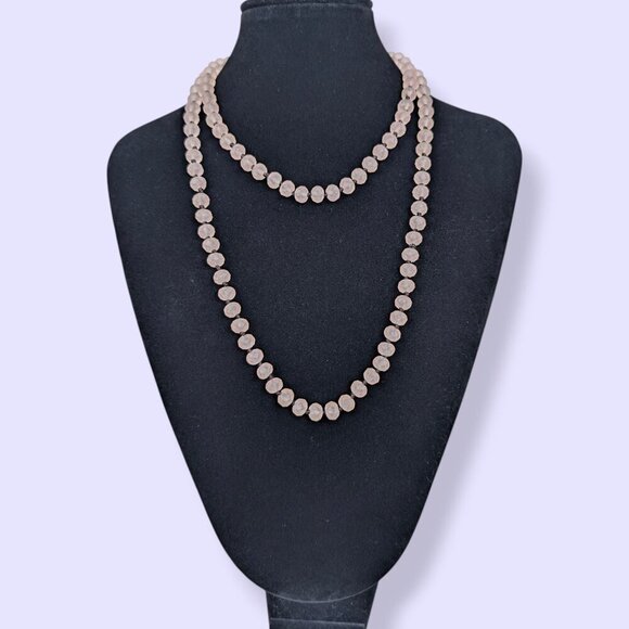 V. Frosted Pink Glass Beaded Infinity Necklace - Picture 2 of 4